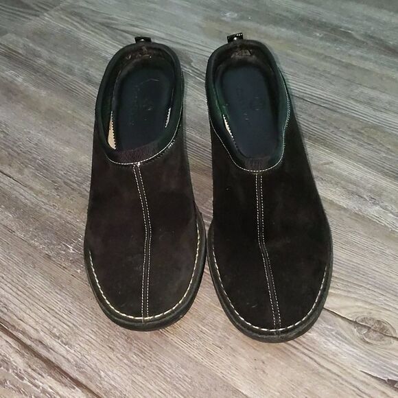 Cole Haan black suede wedge mules Sz 6.5B - Picture 2 of 6